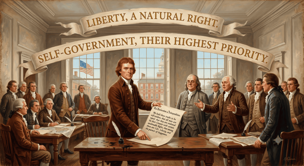 The 1776 Declaration of Independence, reflecting what mattered most to the founders